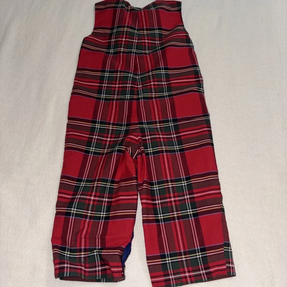 Nantucket Kids Lawson Longall Paces Mill Red Navy Plaid Romper Holidays 18-24M